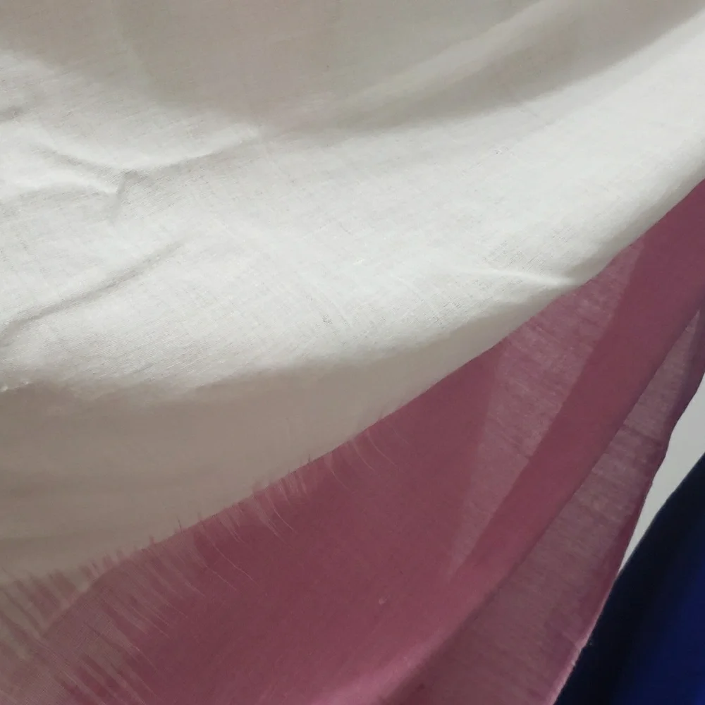 Eileen Fisher Pink and Beige Scarf with Pom‎ Pom Trim